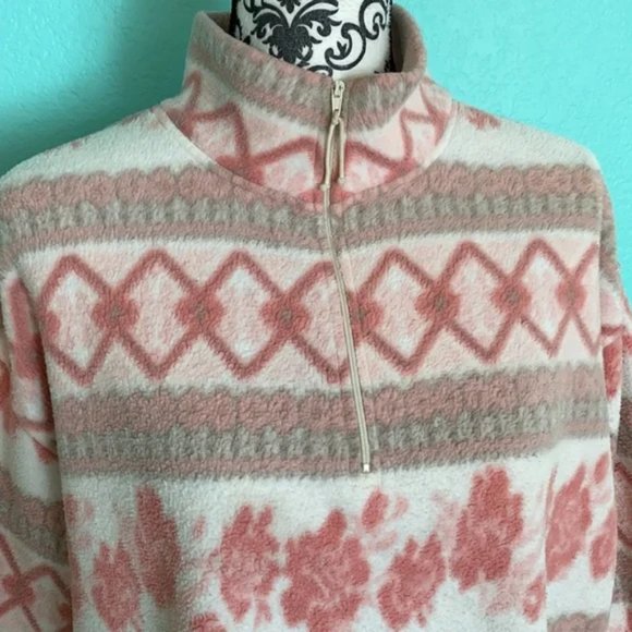 Victoria’s Secret Vintage 90’s Country Knit Partial Zip Pattern Sweater Top M - Picture 3 of 10